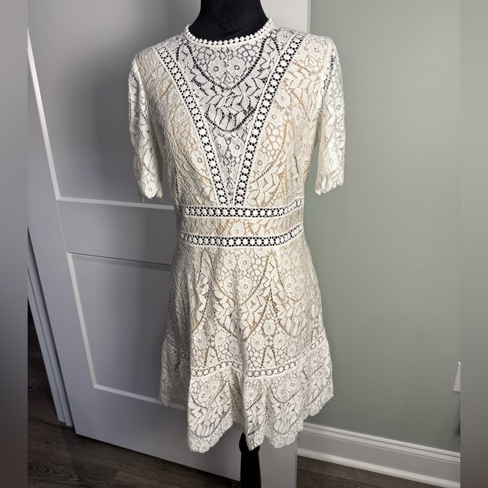 SAYLOR White Lace Mini Dress - Picture 2 of 13